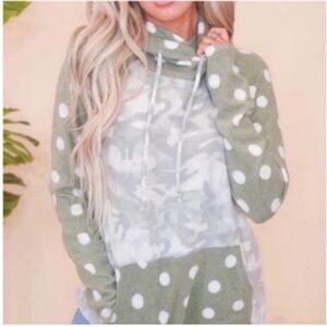 Sew In Love Green and White Polka Dot Hoodie